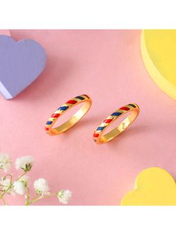 Voylla - Valentines Day Chevron Enamel Stackable Rings
