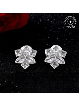 Voylla - Valentines Day Sterling Silver Cluster Cz Floral Stud