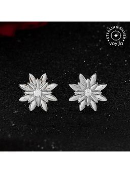 Voylla - Valentines Day Sterling Silver Flowery Snowflakes Stud
