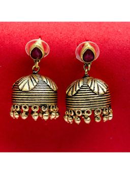 Voylla - Bharatnatyam Drape Textured Jhumka Earrings