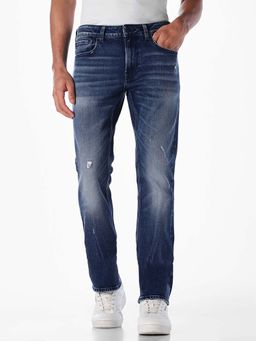 Jack & Jones - Washed Mildly Distressed Straight Fit Jeans