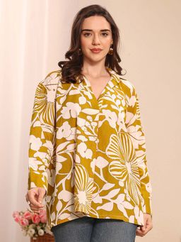 Libas - Mustard Floral Printed Straight Tunic
