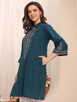 Libas - Blue Floral Embroidered Kurta