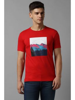 Allen Solly - Men Red Graphic Half Sleeves T-Shirt