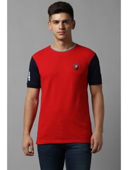 Allen Solly - Men Red Solid Half Sleeves T-Shirt