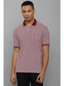 Allen Solly - Men Maroon Stripes Half Sleeves Polo T-Shirt