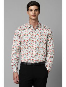 Allen Solly - Men White Printed Full Sleeves Formal Shirt