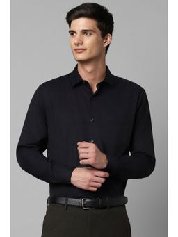 Allen Solly - Men Navy Blue Solid Full Sleeves Formal Shirt