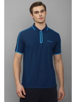 Louis Philippe - Men Blue Solid Half Sleeves Polo T-Shirt