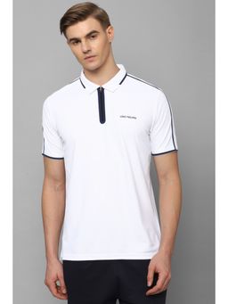 Louis Philippe - Men White Solid Half Sleeves Polo T-Shirt