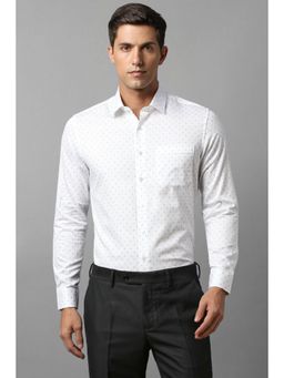 Louis Philippe - Men White Printed Full Sleeves Formal Shirt