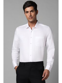 Louis Philippe - Men White Solid Full Sleeves Formal Shirt