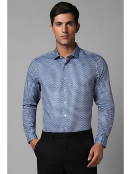Louis Philippe - Men Blue Printed Full Sleeves Formal Shirt