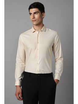 Louis Philippe - Men Cream Solid Full Sleeves Formal Shirt
