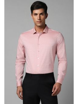Louis Philippe - Men Pink Textured Full Sleeves Formal Shirt