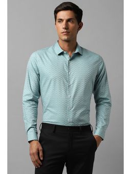 Louis Philippe - Men Blue Printed Full Sleeves Formal Shirt