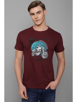 Louis Philippe - Men Maroon Graphic Half Sleeves T-Shirt