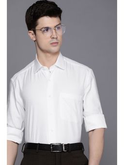 Louis Philippe - Men White Printed Full Sleeves Formal Shirt