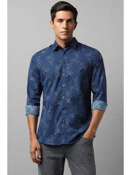 Louis Philippe - Men Blue Printed Full Sleeves Casual Shirt