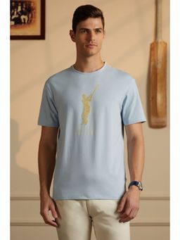 Peter England - Men Blue Solid Half Sleeves T-Shirt