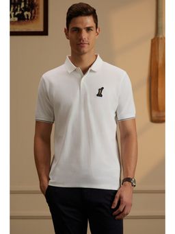 Peter England - Men White Solid Half Sleeves Polo T-Shirt