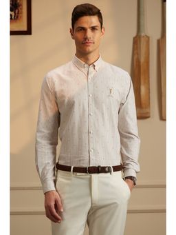 Peter England - Men Multi-Color Stripes Full Sleeves Casual Shirt