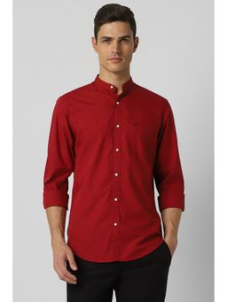 Peter England - Men Red Solid Full Sleeves Casual Shirt