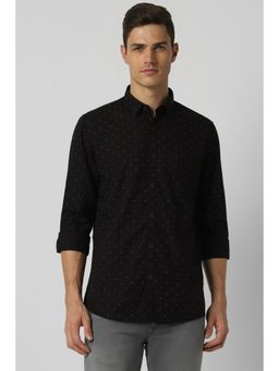 Peter England - Men Black Printed Full Sleeves Casual Shirt