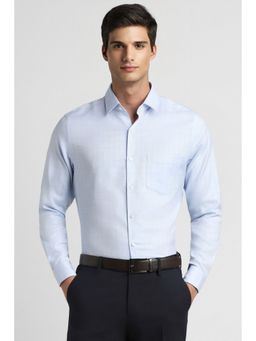 Peter England - Men Blue Checks Full Sleeves Formal Shirt