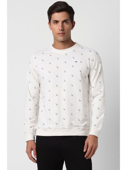 Buy Peter England Men White Printed Full Sleeves Sweatshirt Online