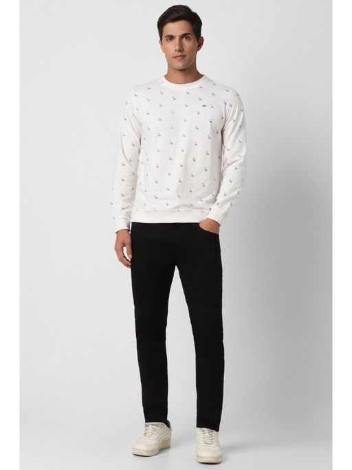 Buy Peter England Men White Printed Full Sleeves Sweatshirt Online
