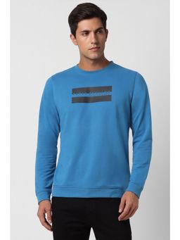 Peter England - Men Blue Printed Full Sleeves Sweatshirt
