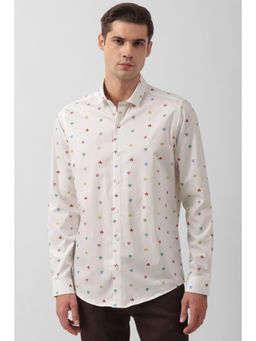 Simon Carter - Men Cream Printed Full Sleeves Casual Shirt