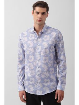 Simon Carter - Men Blue Printed Full Sleeves Casual Shirt