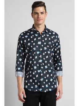 Simon Carter - Men Navy Blue Printed Full Sleeves Casual Shirt