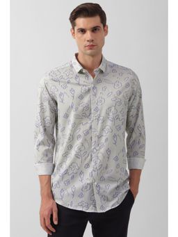 Simon Carter - Men Grey Printed Full Sleeves Casual Shirt