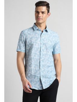 Simon Carter - Men Blue Printed Half Sleeves Casual Shirt