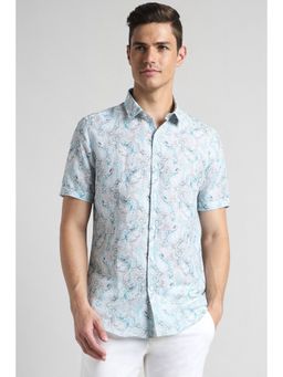 Simon Carter - Men Grey Printed Half Sleeves Casual Shirt