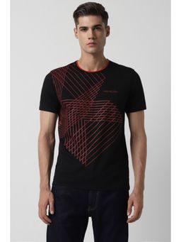 Van Heusen - Men Black Graphic Half Sleeves T-Shirt