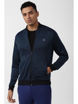 Van Heusen - Men Blue Textured Full Sleeves Jacket