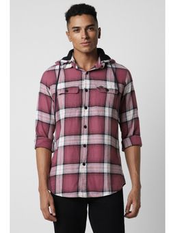 Van Heusen - Men Pink Checks Full Sleeves Casual Shirt