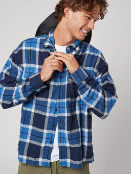 American Eagle - Men Blue Checks Full Sleeves Casual Shirt