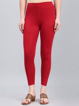 Go Colors - Red Shimmer Cropped Leggings
