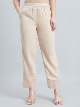 Go Colors - Beige Rayon Blend Ethnic Pant