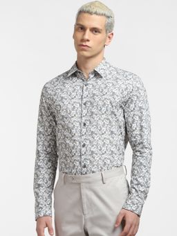 Jack & Jones - Green Floral Print Full Sleeves Shirt