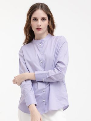 Rareism Women Shabella Light Blue Polyester Fabric Full Sleeves Button Closure Lapel Neck Tailored Fit Floral Print Blazer