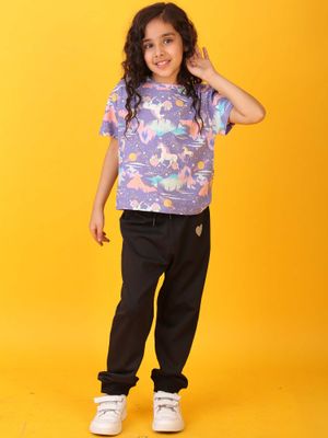 UNICORN PLANET GIRLS FLEECE SWEATSHIRT - PURPLE