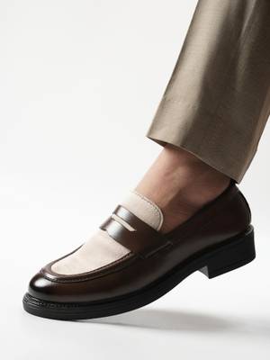 Buy Monkstory Brown and Beige Cosmopolitan Contrast Penny Loafers UK 6