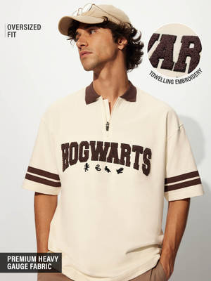 The Souled Store Harry Potter Hogwarts Zipper Polo T-shirt - Image 1