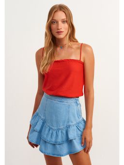 OXXO - Red Solid Crop Top